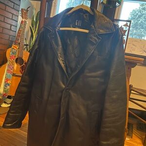GAP Androgynous Black Leather Trench Coat